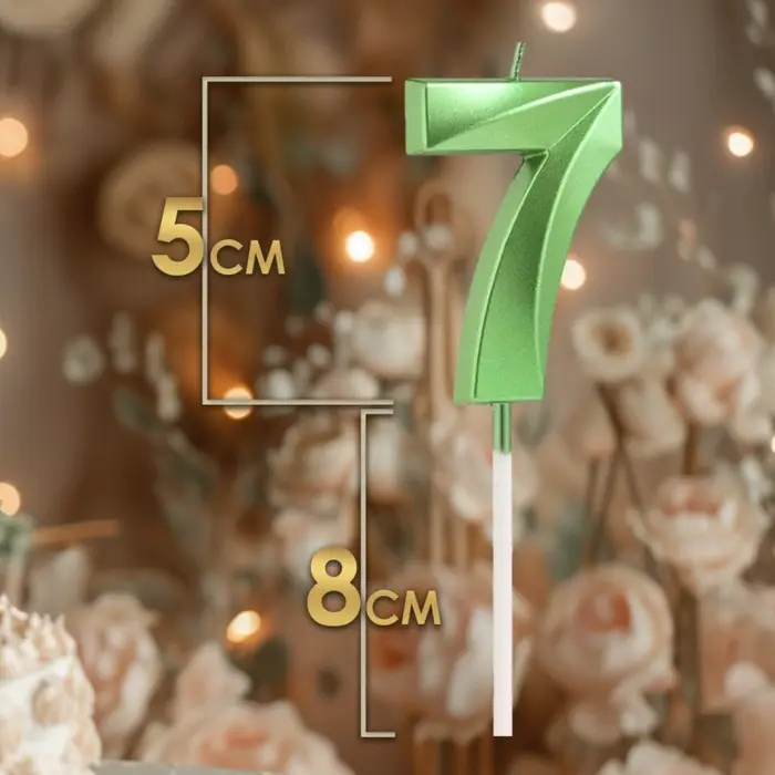 Свеча в торт на шпажке «Цифра 7», зеленая, 5 см Свеча в торт на шпажке «Цифра 7», зеленая, 5 см