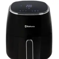 Аэрогриль Sakura SA-7684BK, 5 л, 1500 Вт, 8 программ, сенсорное управление, таймер, чёрный
