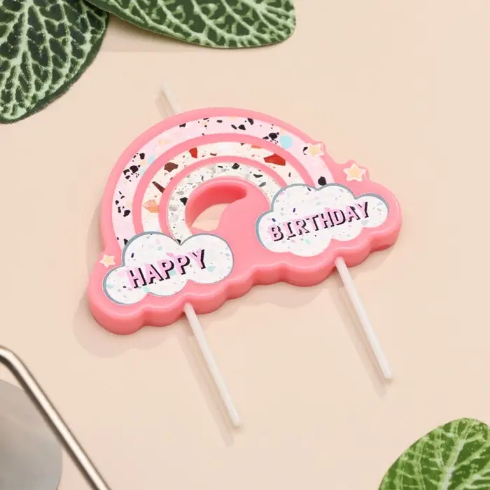 Свеча для торта &laquo;Воздушная радуга&raquo;, розовая