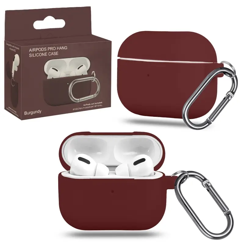 Чехол APods Pro Hang Silicon Сase с карабином Burgundy Чехол APods Pro Hang Silicon Сase с карабином Burgundy