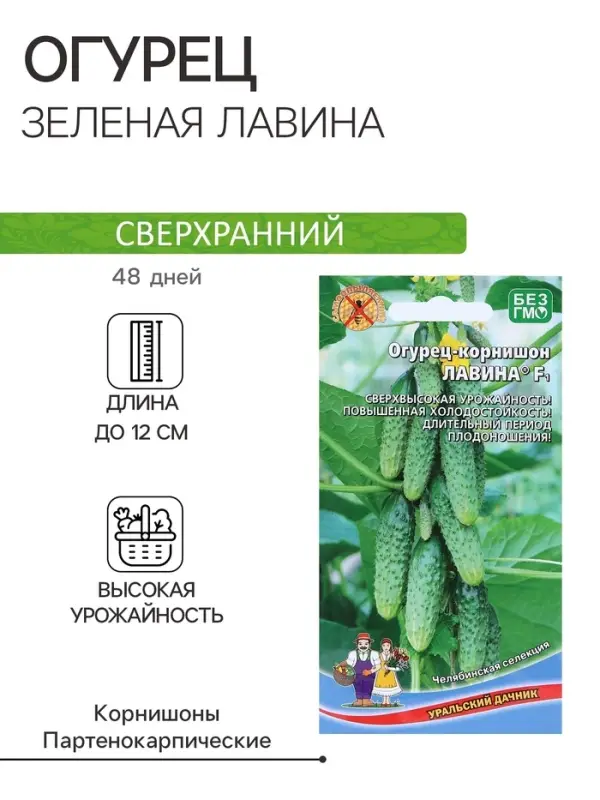 Семена огурца  Семена огурца "Зеленая лавина", F1, 8 шт.