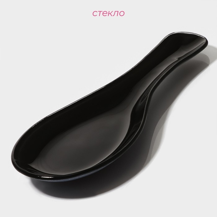 Подставка стеклянная под ложку Доляна «Блэк», 23,5×8,3 см, цвет чёрный Подставка стеклянная под ложку Доляна «Блэк», 23,5×8,3 см, цвет чёрный