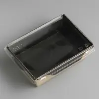 Салатник одноразовый, контейнер с прозрачной крышкой, черный, 14.5&times;9.5&times;4.5 см, 0.4 л
