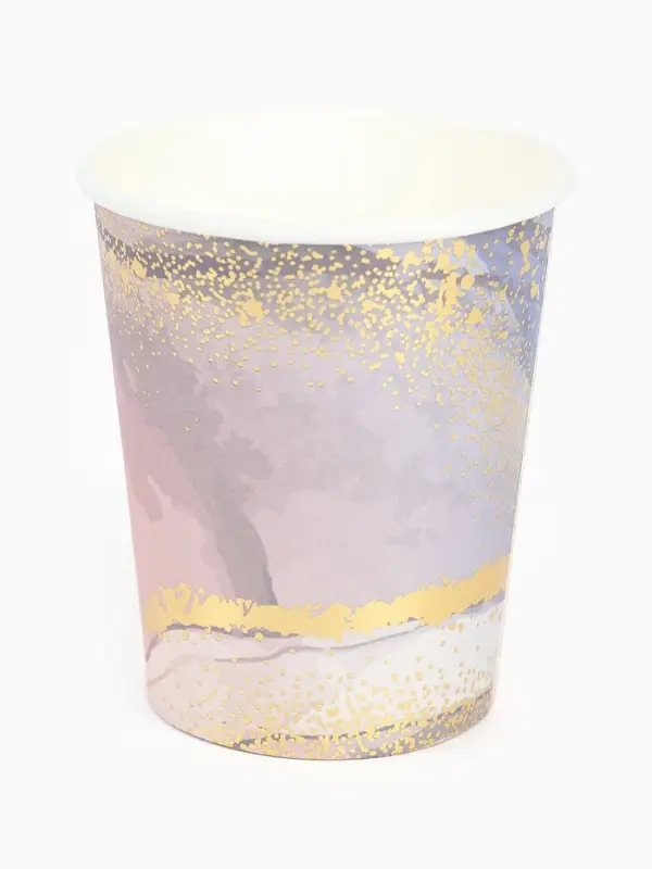 Набор посуды для праздника на 12 персон, мрамор розовый (тарелки 23 см, стакан 250 мл)