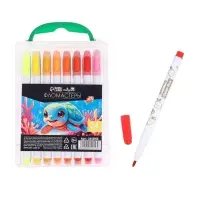 Фломастеры 24 цвета &laquo;Мышка&raquo;, в пластиковом пенале с ручкой, вентилируемый колпачок