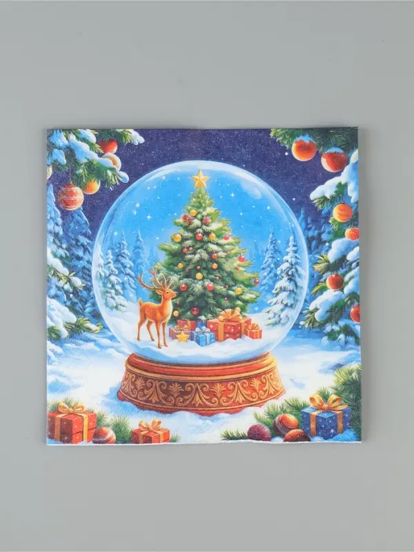 Салфетки новогодние бумажные &laquo;Снежный шар&raquo;, 33&times;33, 3 слоя, 20 шт.