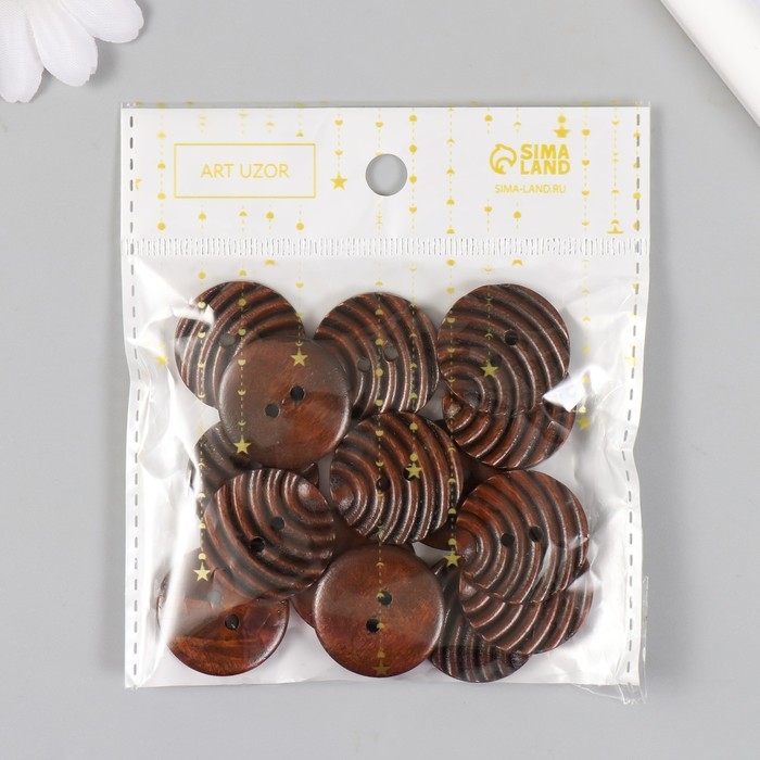 Пуговицы дерево для творчества 2 прокола Пуговицы дерево для творчества 2 прокола "Барханы" набор 15 шт 2,5х2,5х0,4 см