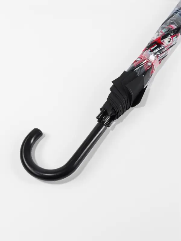 Зонт - трость полуавтоматический &laquo;Город&raquo;, 8 спиц, R=39/58 см, d=78 см, прозрачный, чёрный