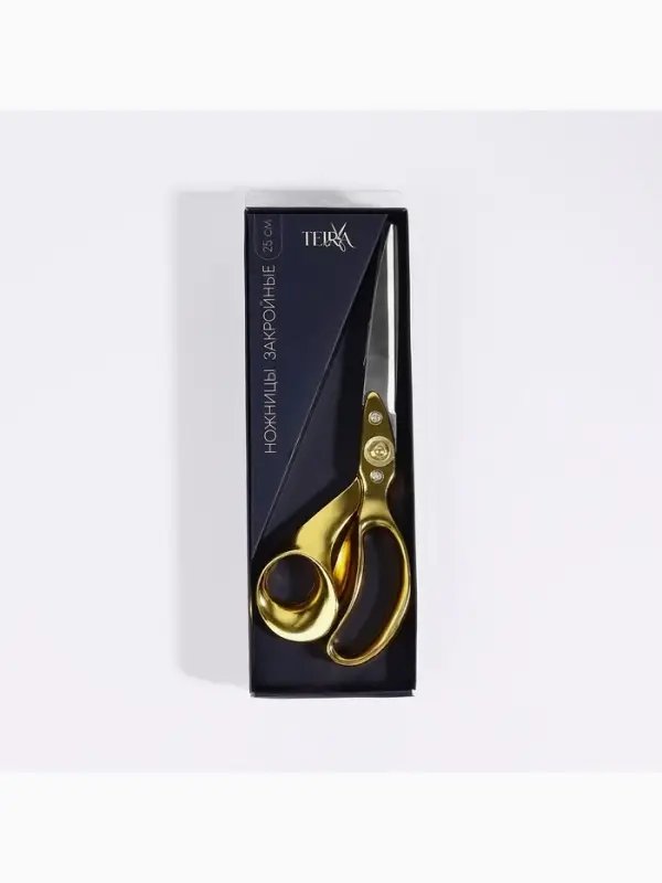 Ножницы закройные TEIRA, скошенное лезвие, 10", 25 см, цвет золотой