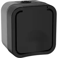 Розетка 1-местная с заземляющим контактом и крышкой TORS 16А IP55 графит