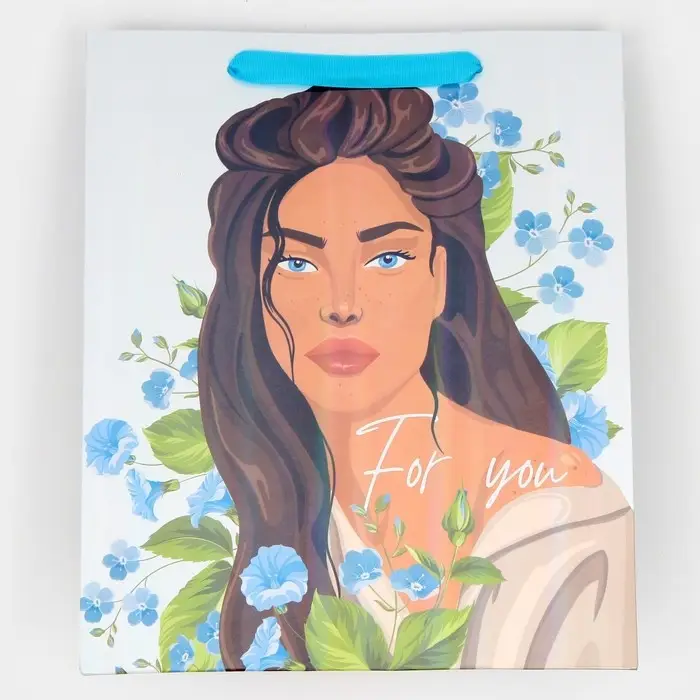 Пакет подарочный ламинированный, упаковка, «Для тебя», радужная голография, ML 23 х 27 х 11.5 см