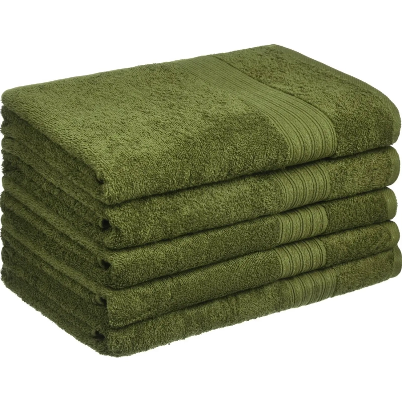 Набор полотенец махровых Luscan/бордюр 400г/м2, 70х140 оливков, 5 шт/уп