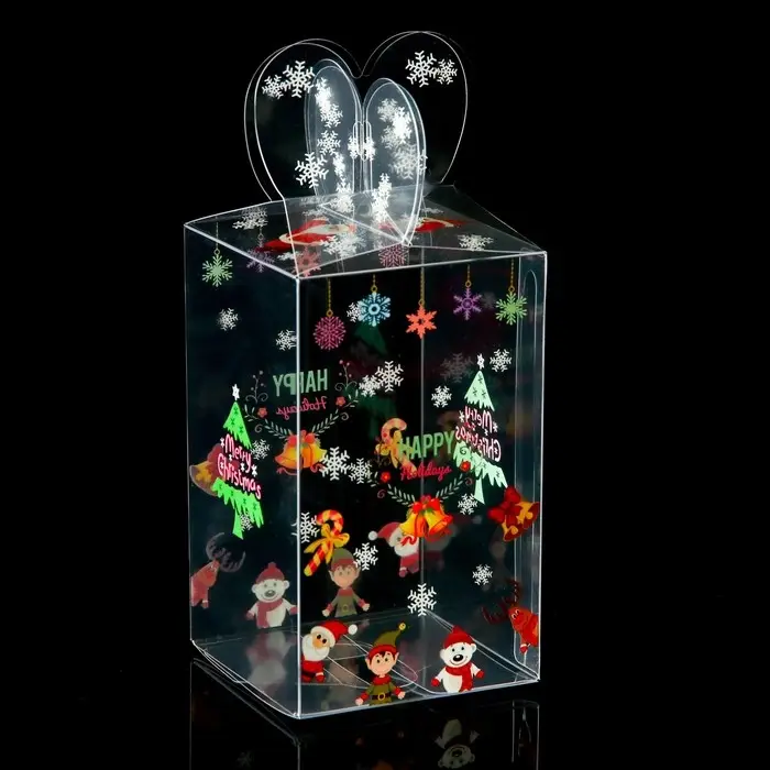 Коробка подарочная новогодняя складная ПВХ «Веселый Дед Мороз» 6×6×10 см Коробка подарочная новогодняя складная ПВХ «Веселый Дед Мороз» 6×6×10 см