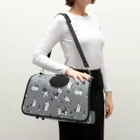 Сумка - переноска каркасная &laquo;Играющие котики&raquo;, размер S, 37.5&times;17&times;22 см, серая