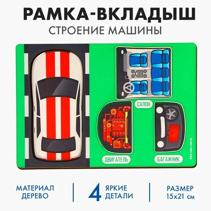 Рамка - вкладыш &laquo;Строение машины&raquo;, 4 детали