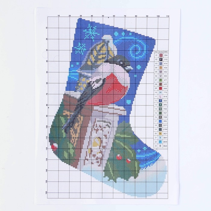 Вышивка крестиком на Новый год. Набор для вышивания носка «Снегири» Вышивка крестиком на Новый год. Набор для вышивания носка «Снегири»