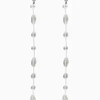 Серьги на леске "Капля росы", цвет белый в серебре