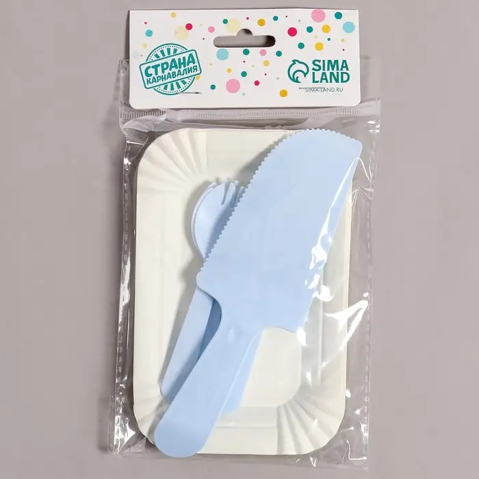 Посуда одноразовая, набор 6 шт., голубой Посуда одноразовая, набор 6 шт., голубой