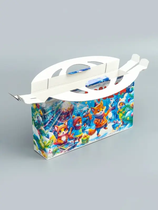 Подарочная новогодняя коробка «Лесное диско» , Портфель макси широкий, 37×8×20.2 см Подарочная новогодняя коробка «Лесное диско» , Портфель макси широкий, 37×8×20.2 см