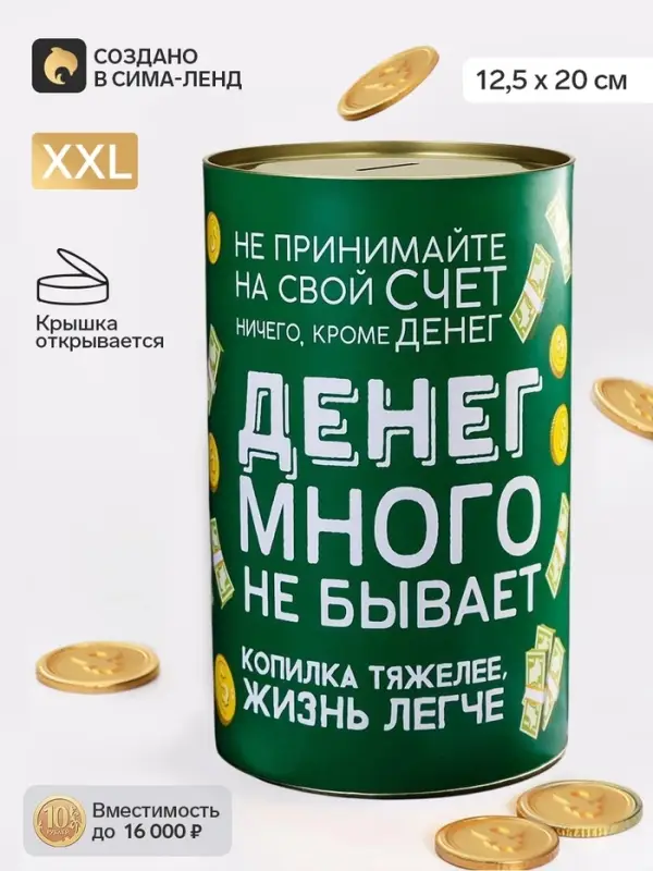Копилка XXL &laquo;Денег много не бывает&raquo;, 20&times;12.5 см