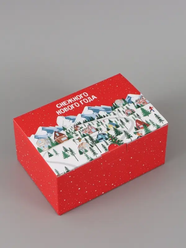 Коробка подарочная складная &laquo;Новогодний городок&raquo;, 22&times;15&times;10 см