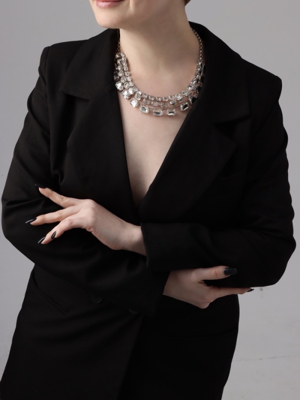 Чокер-колье «Сияние» трио на увеличение, цвет белый в серебре, 36 см