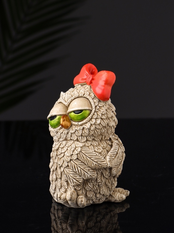 Набор фигур Набор фигур "4 совы на подносе" размер 20х10х10 см, бежевый