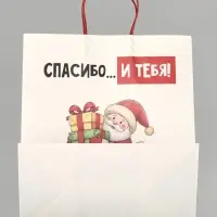 Пакет подарочный крафт &laquo;Спасибо и тебя&raquo;, 28&times;32&times;15 см