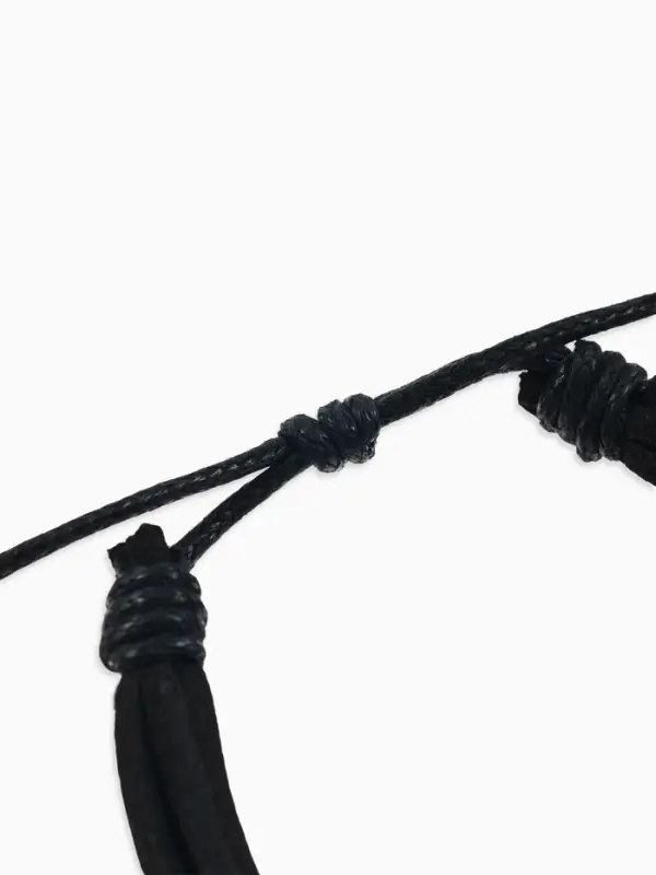 Браслет кожа &laquo;Шамбала&raquo; 5 нитей, замша, чёрный, d=8 см