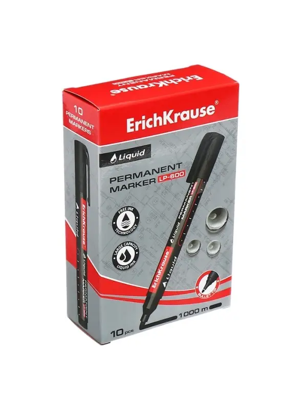 Маркер перманентный ErichKrause. Tank LP-600, чёрный, узел 2.5 мм, жидкий