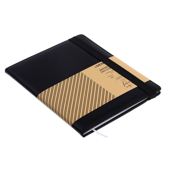 Дневник универсальный для 1-11 класса Black, твёрдая обложка, искусственная кожа, с поролоном, ляссе, 80 г/м2