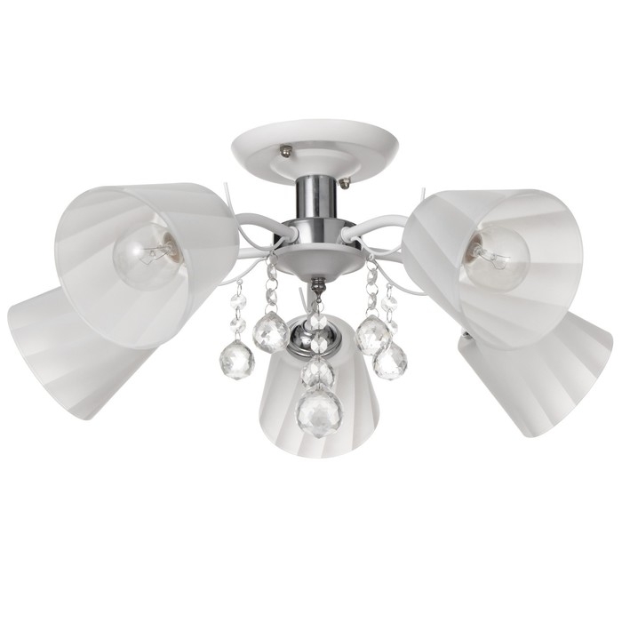 Люстра 2785/5 E27 40Вт бело-хромовый 55х55х30 см BayerLux Люстра 2785/5 E27 40Вт бело-хромовый 55х55х30 см BayerLux