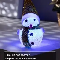 Ёлочная игрушка &laquo;Золотистый снеговичок&raquo;, 8 см, 1 LED, от батареек AG13&times;3, свечение мульти (RGB)
