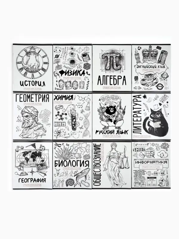 Тетради предметные, 48 л., набор из 12 шт., блок №1 &laquo;Скетчи&raquo;