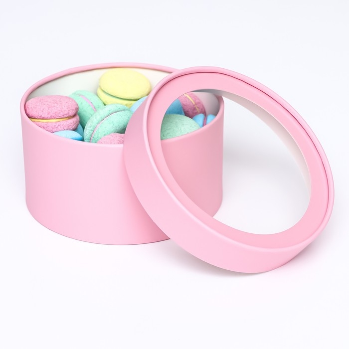 Набор 2 в 1 круглых коробок Набор 2 в 1 круглых коробок "Чароит" светло-лавандовый, с окном, 21 х 11 - 18 х 10 см