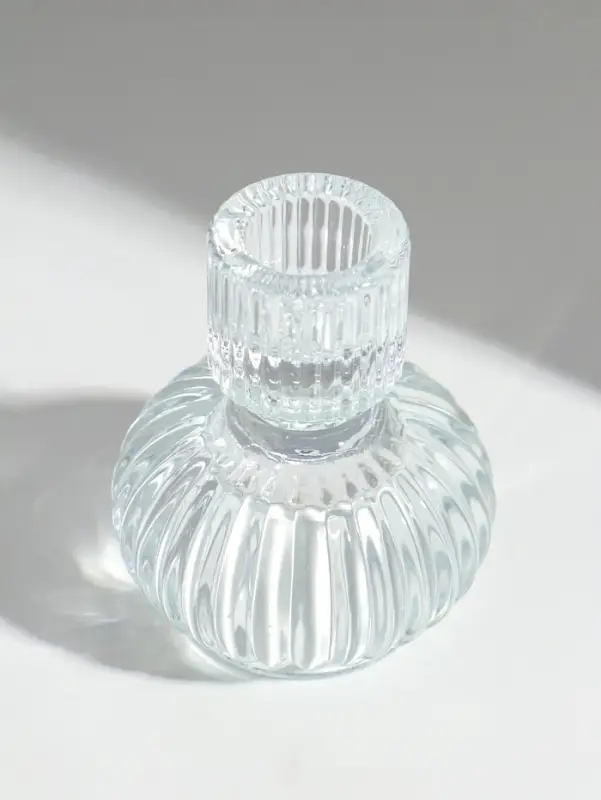 Подсвечник стекло на 1 свечу двусторон "Кластер" прозрачный d=2,5 см и 4 см 7,5х7,5х8,5 см   1097361