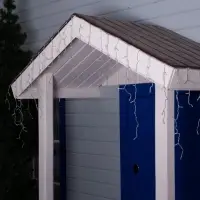 Гирлянда &laquo;Бахрома&raquo; 3&times;0.6 м, IP44, УМС, прозрачная нить, 160 LED, свечение белое, 220 В