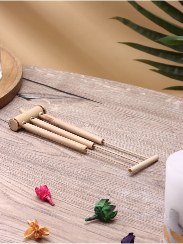 Сувенирный музыкальный инструмент свисток "Тройная флейта с поршнем" бамбук, 15х5х2 см