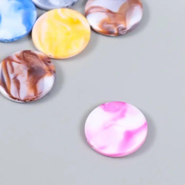 Бусины для творчества пластик "Плоские круги мрамор" цветные 20 гр 0,5х2,7х2,7 см