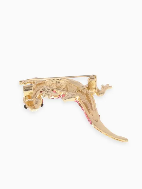 Брошь &laquo;Ящерица тропическая&raquo;, розовый, зелёная в золоте