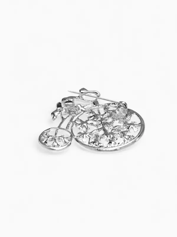 Брошь &laquo;Велосипед&raquo;, ретро, белая в серебре