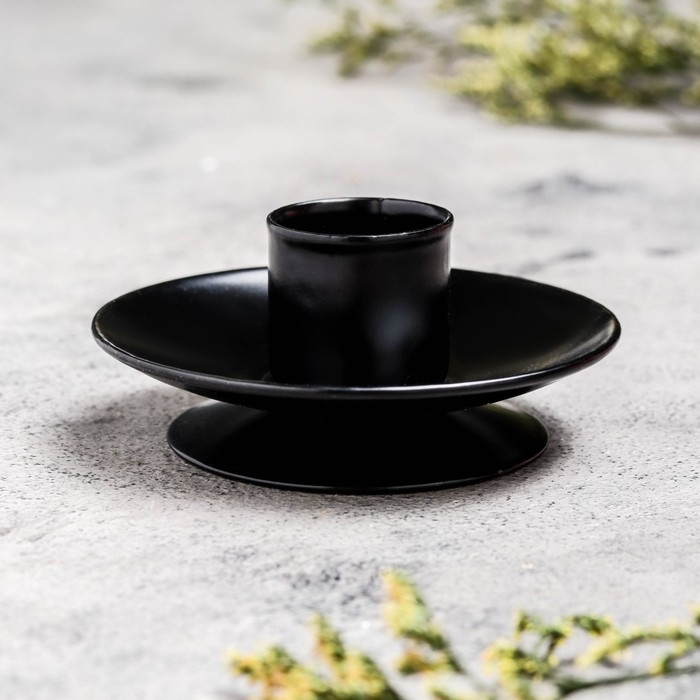 Подсвечник Подсвечник "Лотос 2Н" металл на 1 свечу, 7,5х2,5 см, черный