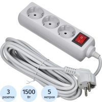 Сетевой фильтр Buro 300SL-5-G 5м (3 розетки) серый