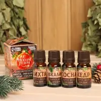 Новогодний набор эфирных масел &laquo;С Новым Годом!&raquo;, в подарочной коробке, пихта, эвкалипт, кедр, сосна, 4 шт. по 10 мл