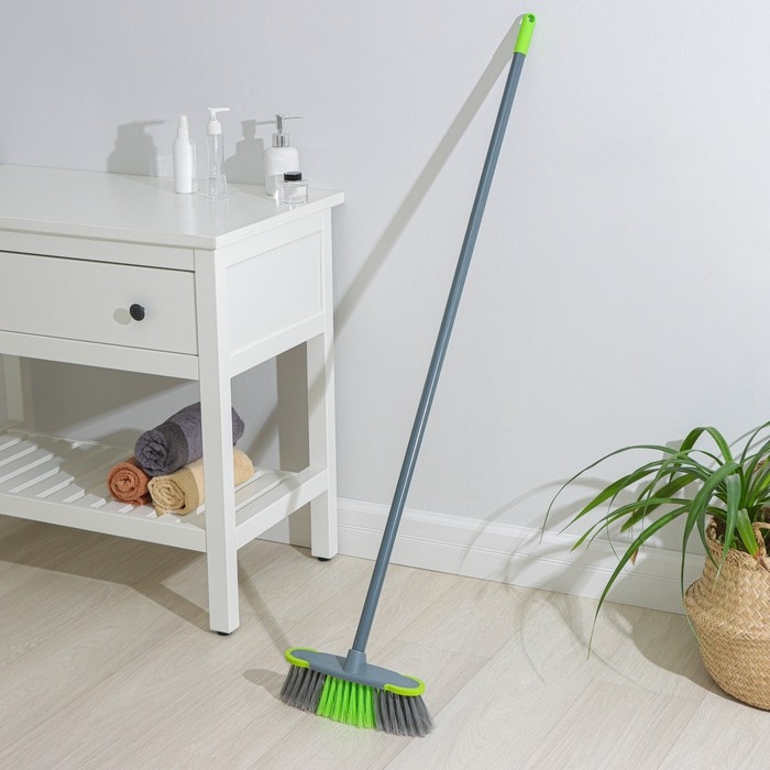 Щётка для пола с отбойниками Доляна, черенок из нержавеющей стали, 27×6×126 см, цвет серый Щётка для пола с отбойниками Доляна, черенок из нержавеющей стали, 27×6×126 см, цвет серый