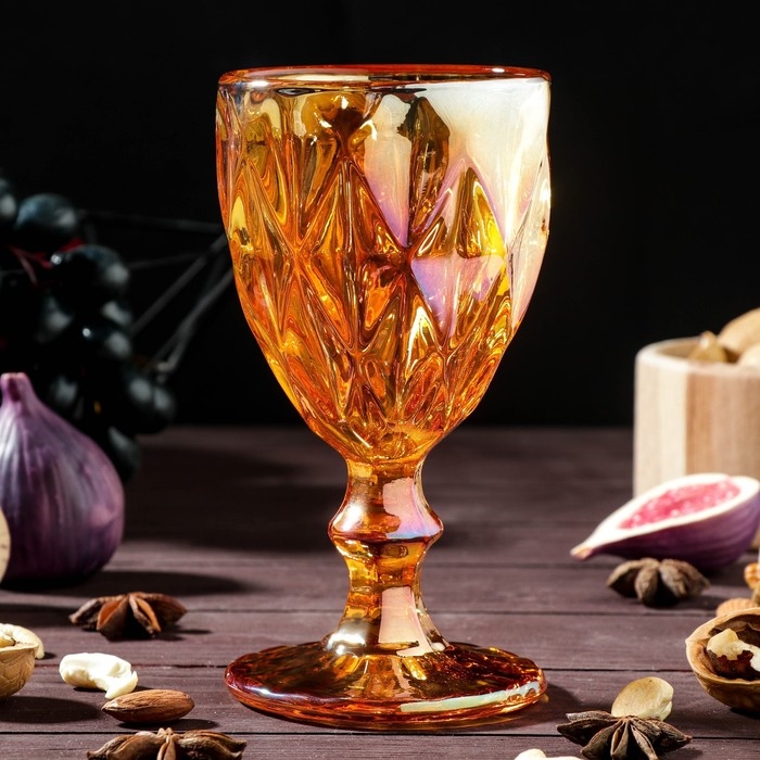 Набор бокалов из стекла Magistro «Круиз», 250 мл, 2 шт, цвет янтарный Набор бокалов из стекла Magistro «Круиз», 250 мл, 2 шт, цвет янтарный