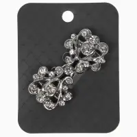 Зажим для кардигана "Ажур", завитки, цвет белый в серебре