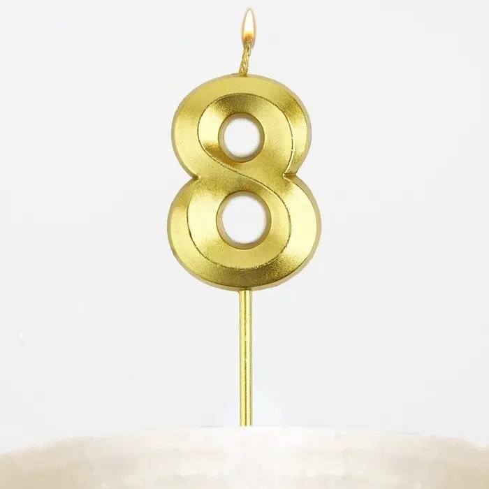 Свеча цифра для торта &laquo;8&raquo;, золото, 2,3 х 8 см