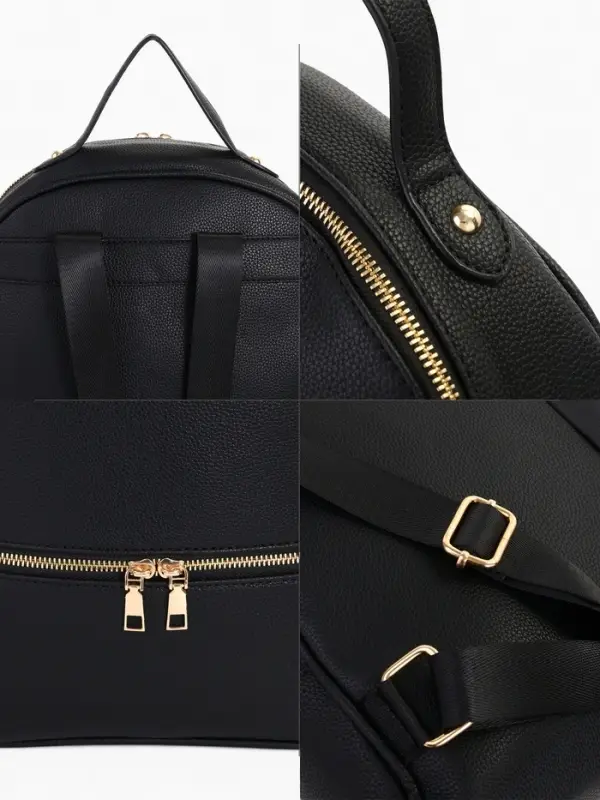 Рюкзак женский на молнии, с карманами, размер 27&times;10&times;34 см, чёрный