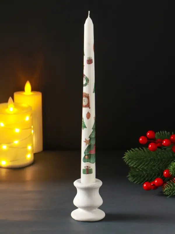 Свеча античная Свеча античная "Новый год" 255х22 мм, с декором